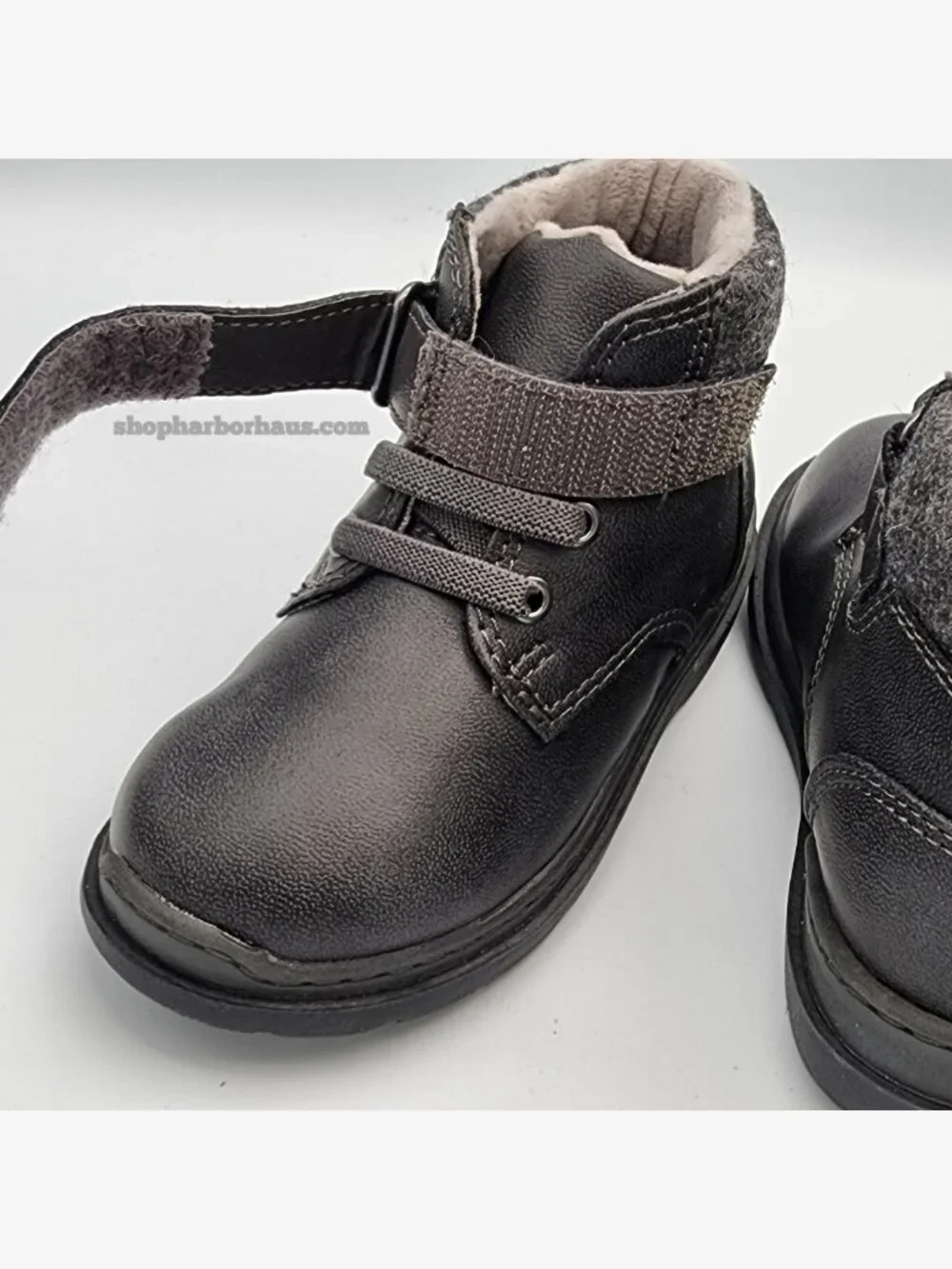 Black Ankle Strap Lace-Up Boots | Kid's 7